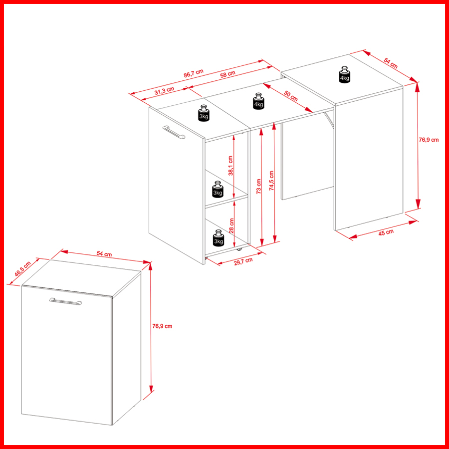 Mesa multifuncion escritorio desayunador - ME 4170 - Imagen 13