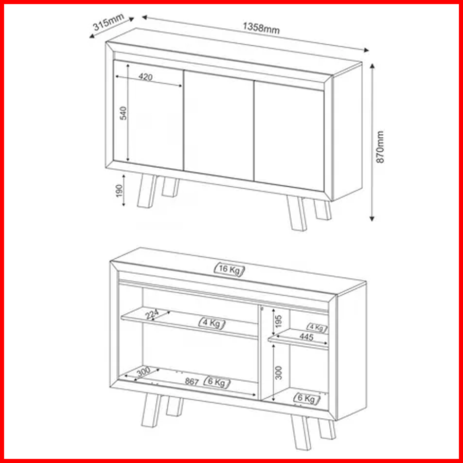 Armario Aparador 3 puertas - ME 4120 - Imagen 3